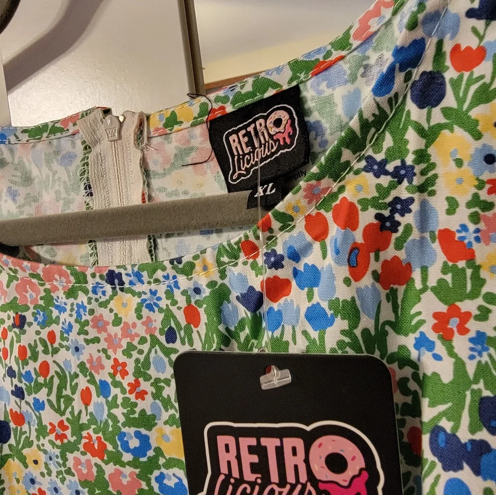 Retrolicious 4876 Painted Floral Midi Dress XL NWT - Picture 3 of 5